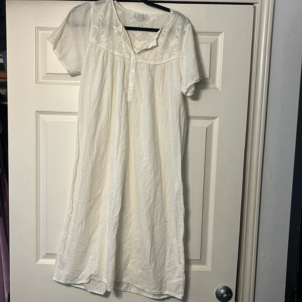 Taleen White Swiss Dot Gown